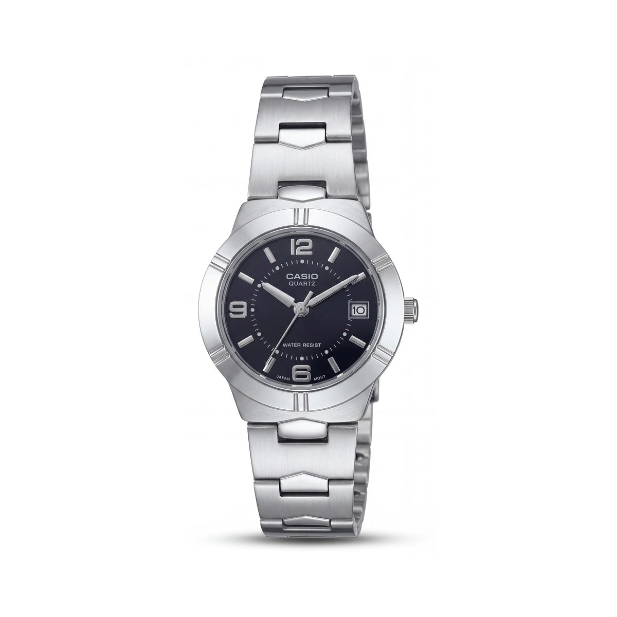 Reloj Casio LTP-1241D-1ADF para mujer, ligero, resistente al agua, con esfera negra y brazalete de acero inoxidable plateado, Photo 1
