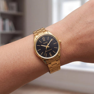 Casio LTP-V005G-1B Women's Watch — side view, Stainless Steel case 28mm