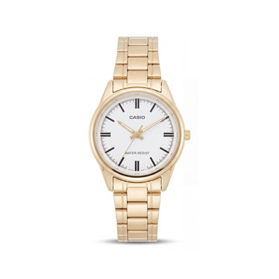 Casio LTP-V005G-7AUDF Gold Stainless Steel Unisex Watch, 28mm