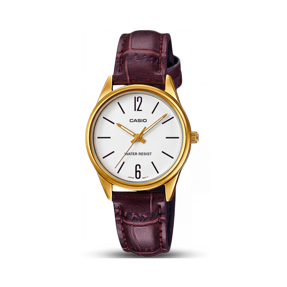 Casio LTP-V005GL-7BUDF Brown Stainless Steel Women's Watch, 28mm