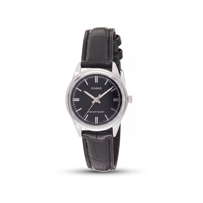 Casio LTP-V005L-1AUDF Black Stainless Steel Unisex Watch, 28mm