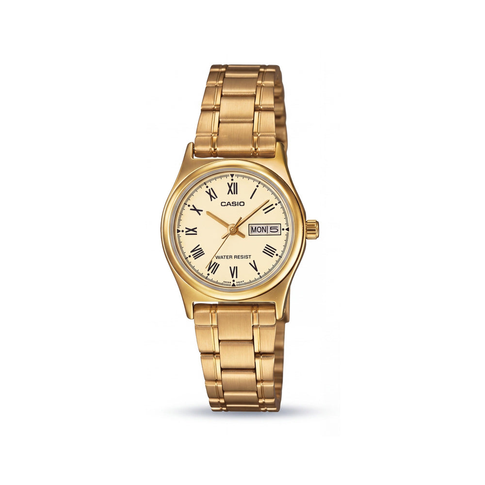 Casio LTP-V006G-9BUDF Gold Stainless Steel Women's Watch, 25mm