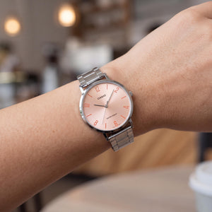 Casio LTP-VT01D-4B2 Women's Watch — side view, Stainless Steel case 34mm