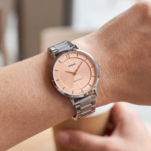 Casio LTP-VT04D-4A Women's Watch — side view, Stainless Steel case 34mm