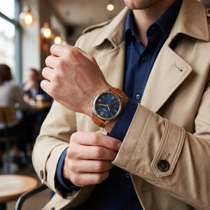 Casio MTP-V005L-2B5 Men's Watch — wrist wear, Leather band everyday timepiece
