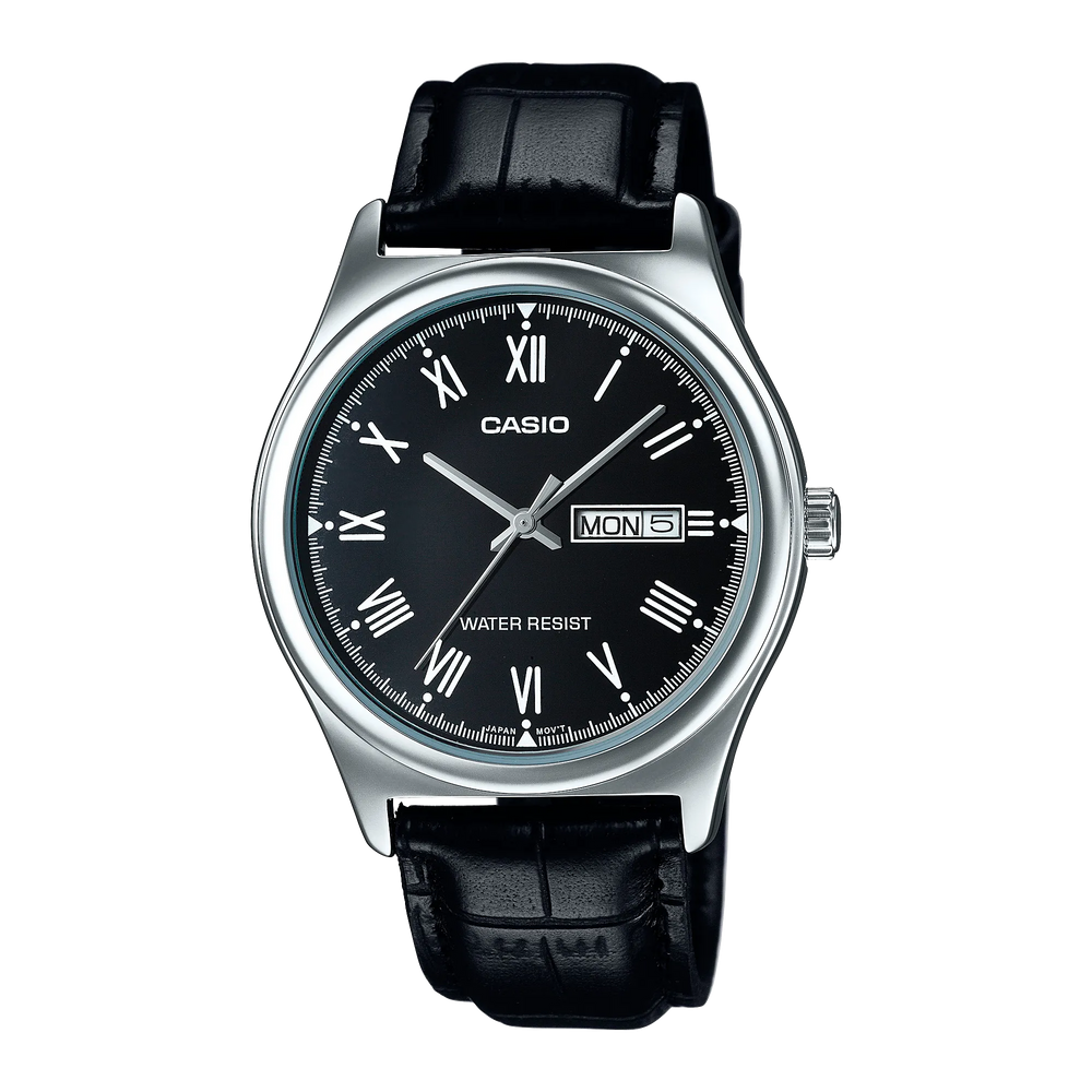 Casio MTP-V006L-1BUDF Chrome / Black Dial Chrome-plated stainless steel Men Watch, 38mm