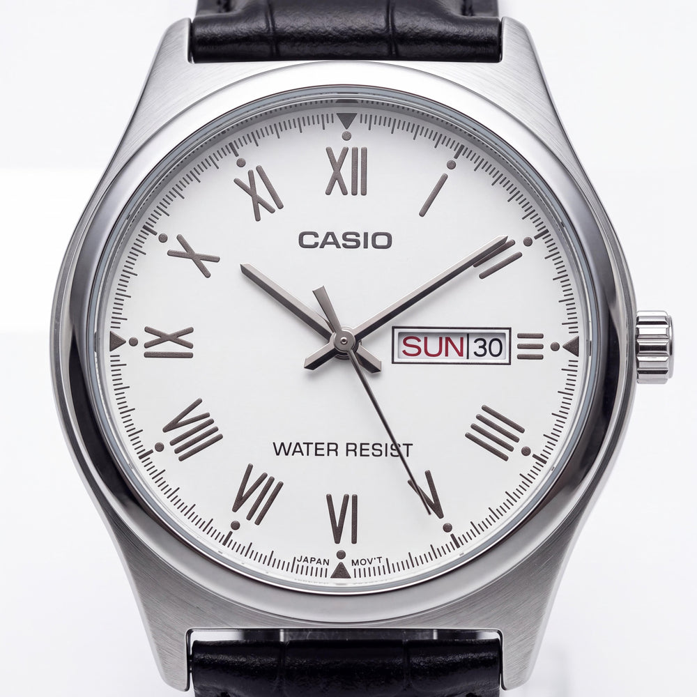 Casio MTP-V006L-7B Unisex Watch — front view, Quartz movement 38mm