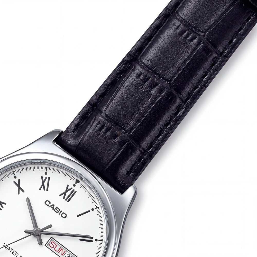 Casio MTP-V006L-7B Unisex Watch — side view, Metal case 38mm