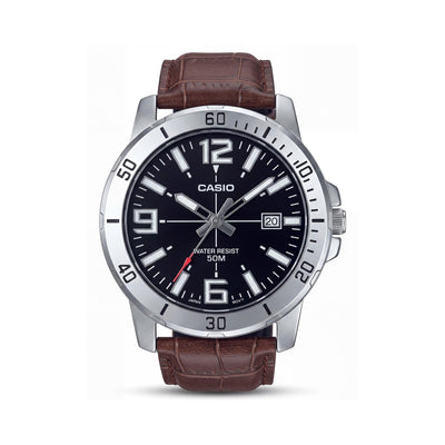 Casio MTP-VD01L-1BVUDF Black Stainless Steel Men's Watch, 45mm