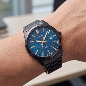 Casio MTPVD03B-2A Unisex Watch — side view, Stainless Steel case