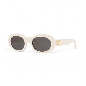 Celine CL40194U Ivory Oval Sunglasses Unisex, Grey lens