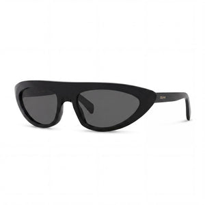 Celine CL40261I Black Shiny Irregular Sunglasses Unisex, Blue lens