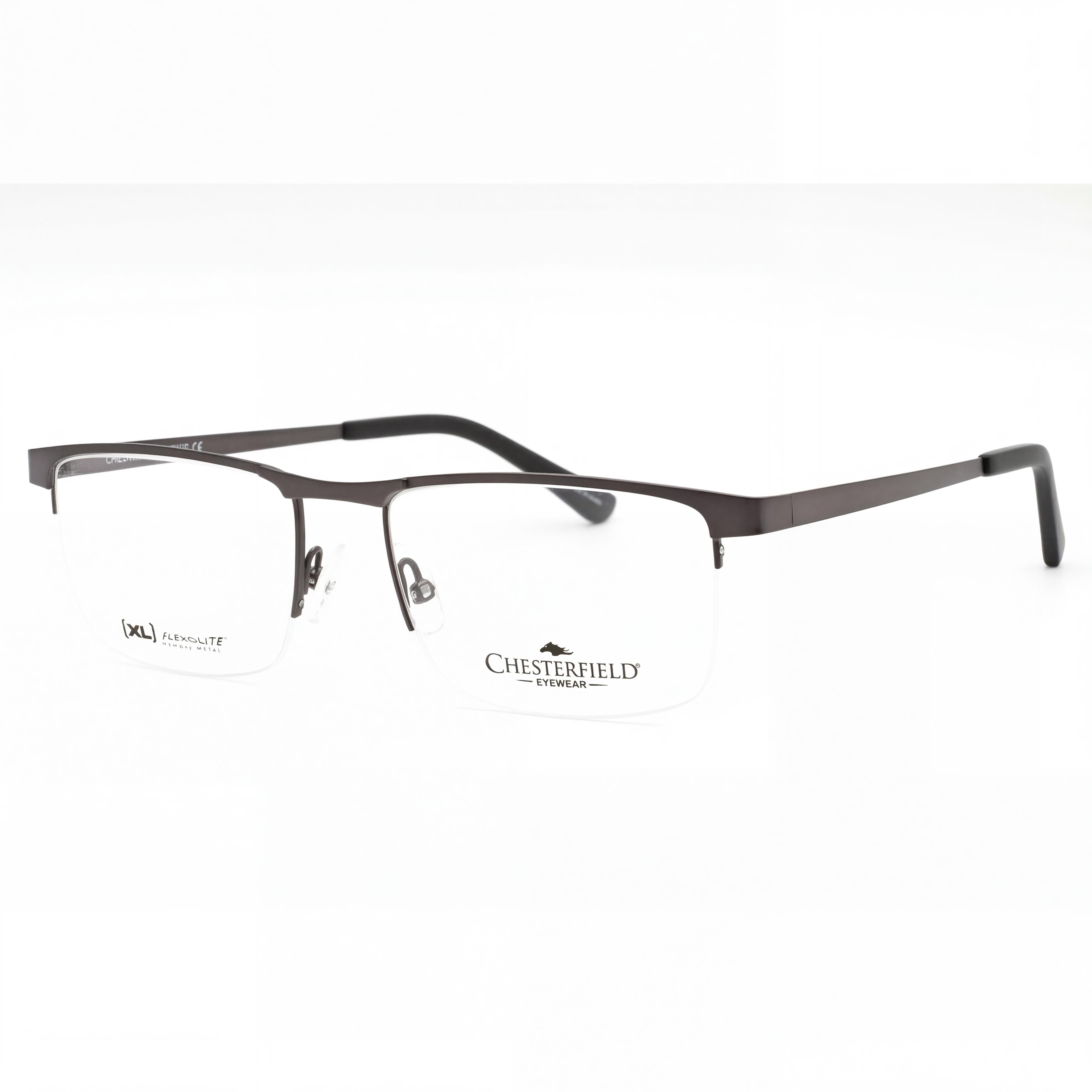Gafas Chesterfield Ch 113xl para hombre con montura metálica gris y lentes de policarbonato transparente (ancho de lente de 55 mm), Photo 1