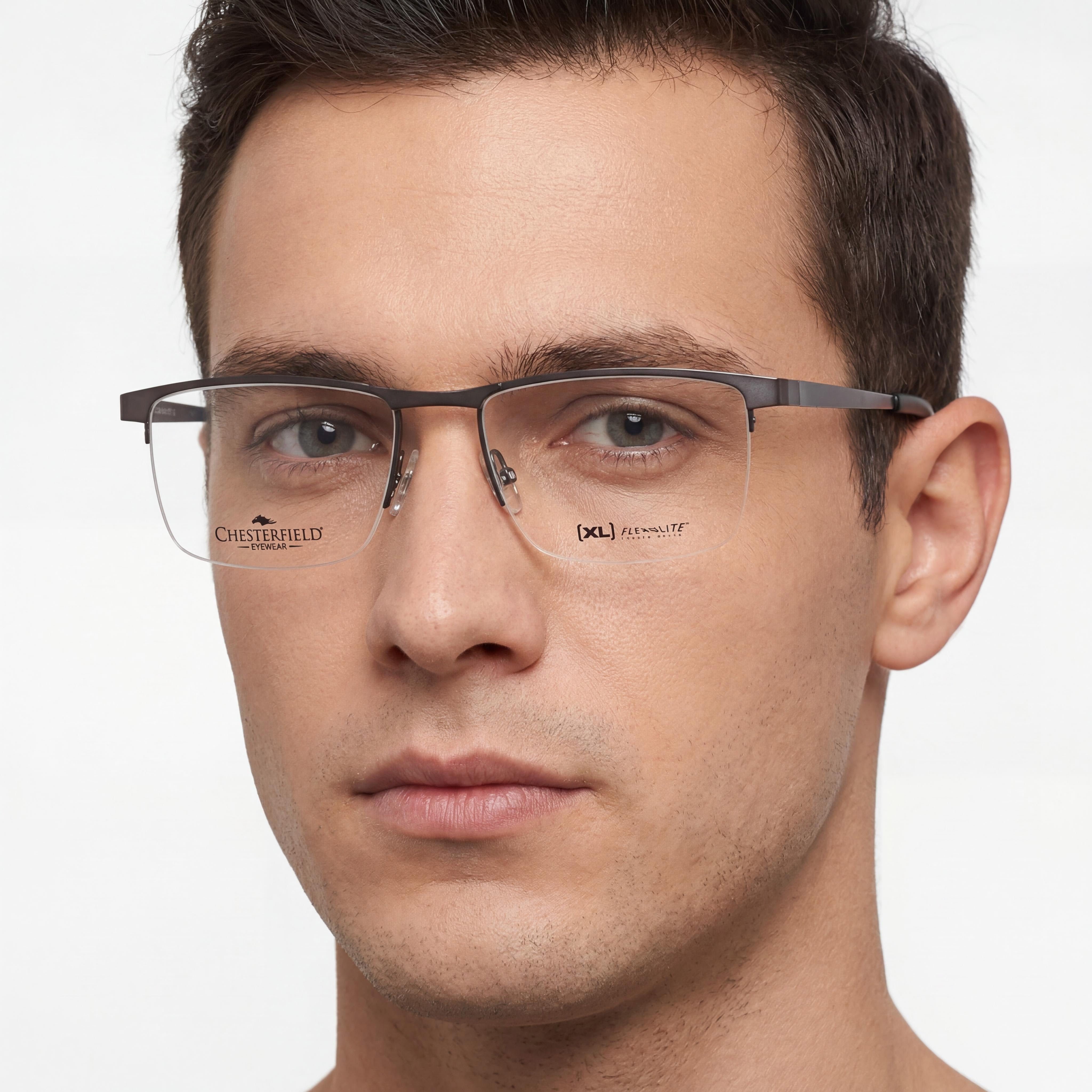 Gafas Chesterfield Ch 113xl para hombre con montura metálica gris y lentes de policarbonato transparente (ancho de lente de 55 mm), Photo 3