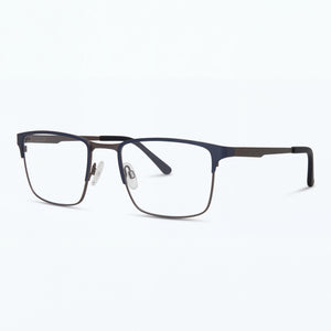 Chesterfield Classic Blue Grey Rectangle Eyeglasses for Men, Metal frame