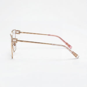 Chopard Rectangle Eyeglasses Unisex — side view, Gold Acetate temples