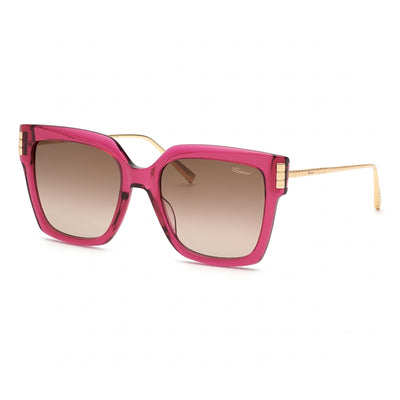 Chopard SCH353M Pink Square Sunglasses for Women, Brown Pink lens