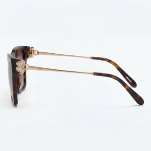 Chopard Sch371s Butterfly Sunglasses Women — side view, Non-Polarized Brown Gradient lens