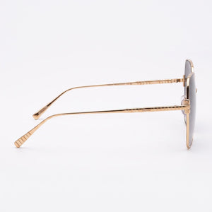 Chopard Schl02m Round Sunglasses Women — side view, Non-Polarized Rose Gold lens
