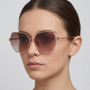 Chopard SCHL28M Square Sunglasses Women — side view, Non-Polarized Brown gradient violet lens