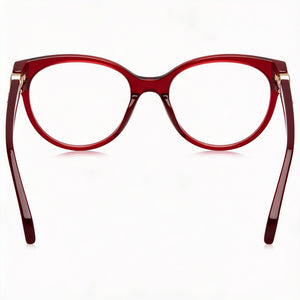 Chopard VCH350S Oval Eyeglasses Women — side view, Red Acetate temples