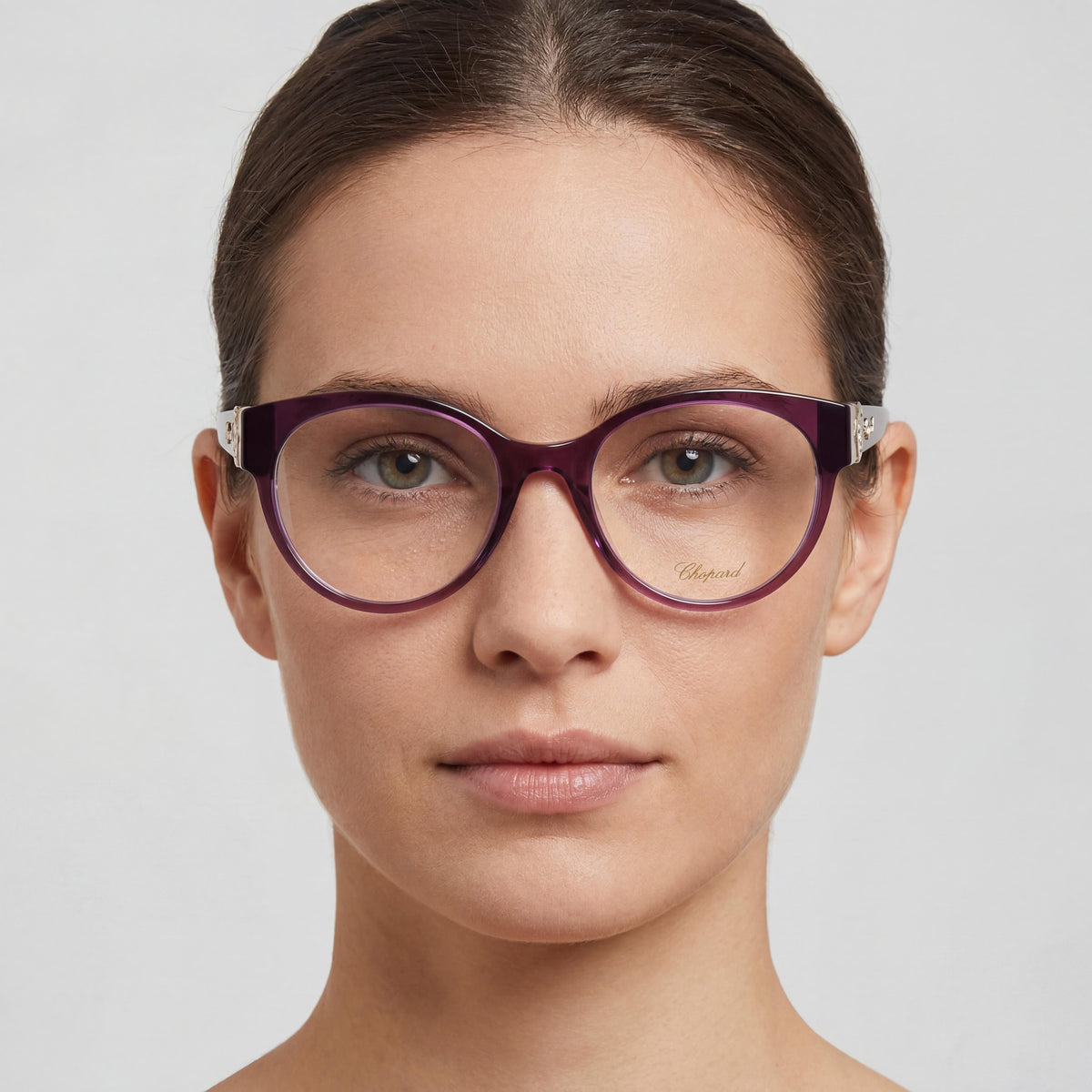 Chopard VCH350S Violet Oval Eyeglasses for Women, Acetate 53mm, Photo 5