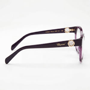 Chopard VCH350S Oval Eyeglasses Women — side view, Violet Acetate temples