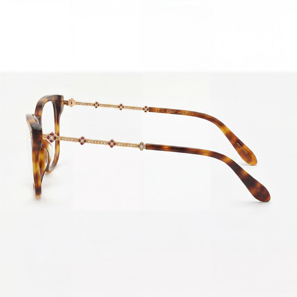 Chopard VCH352S Rectangle Eyeglasses for Women — front view, Combined Acetate Metal