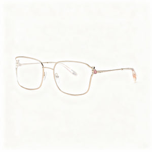 Chopard VCHG29S Square Eyeglasses Women — side view, Gold Metal temples