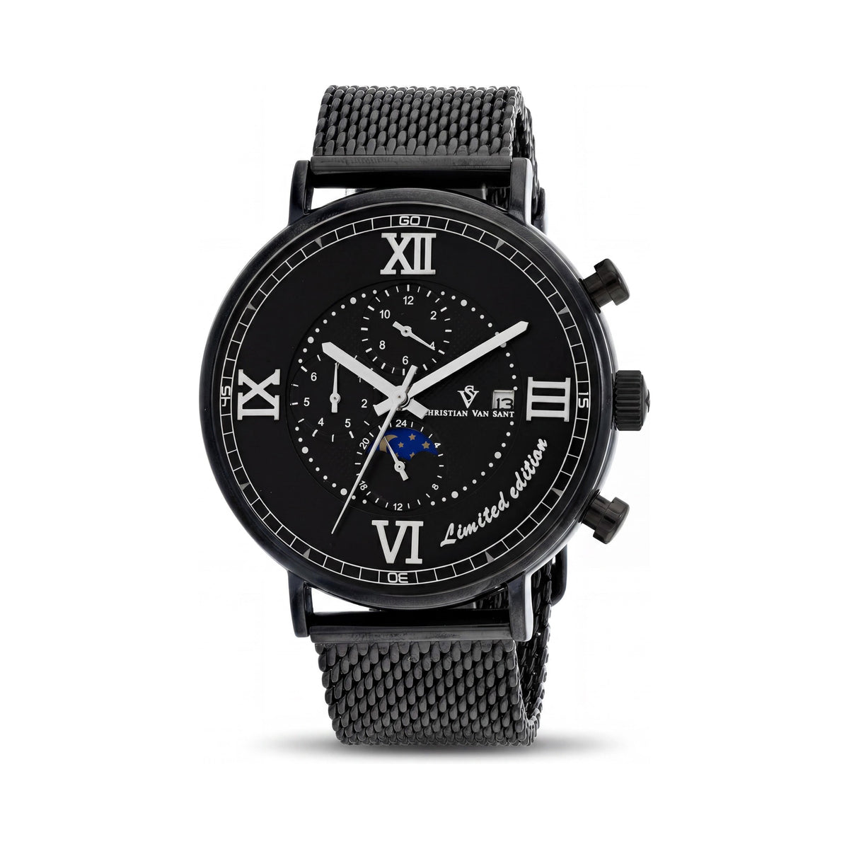 Christian Van Sant Men's Watch, Black Dial Stainless Steel 46mm, Photo 1