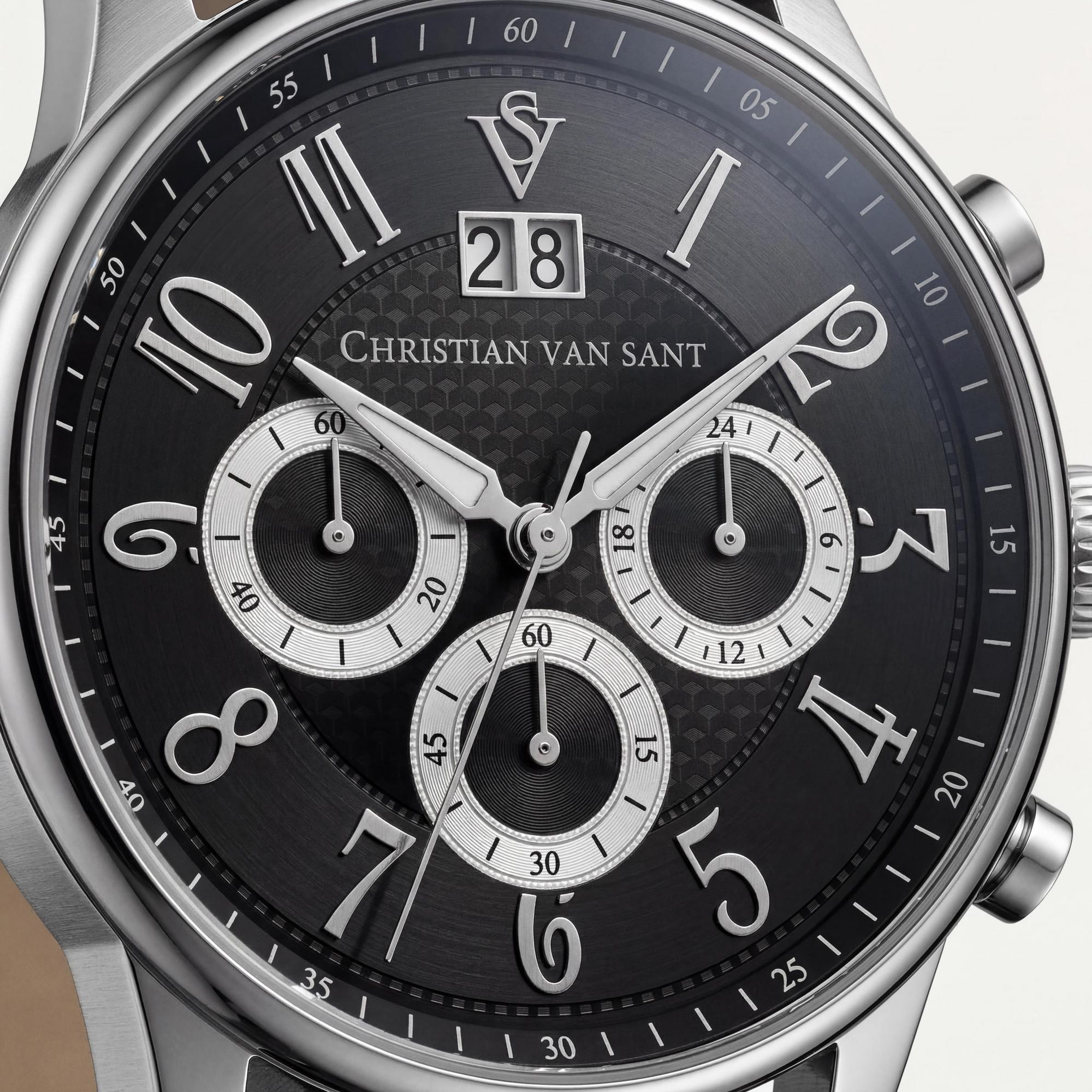 Reloj cronógrafo Christian Van Sant para hombre, esfera negra de 40 mm, Photo 2