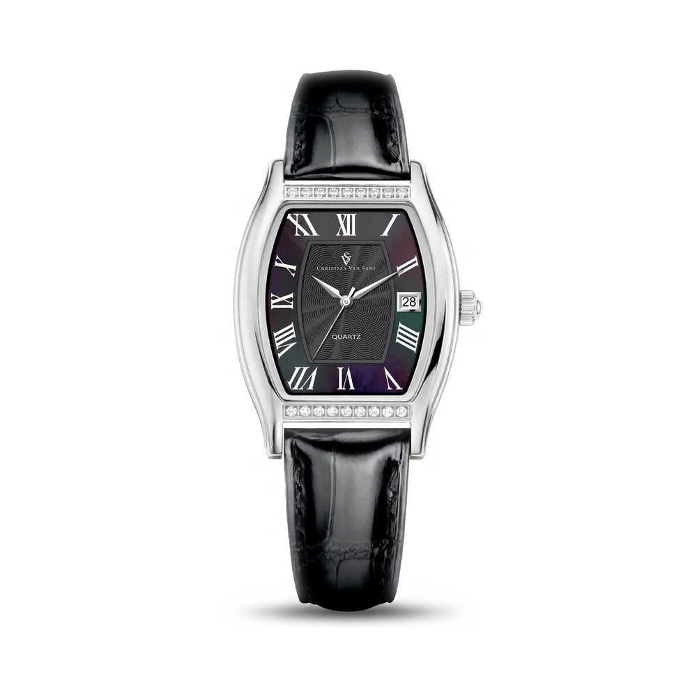 Christian Van Sant Black Dial Stainless Steel Women's Watch, 40mm