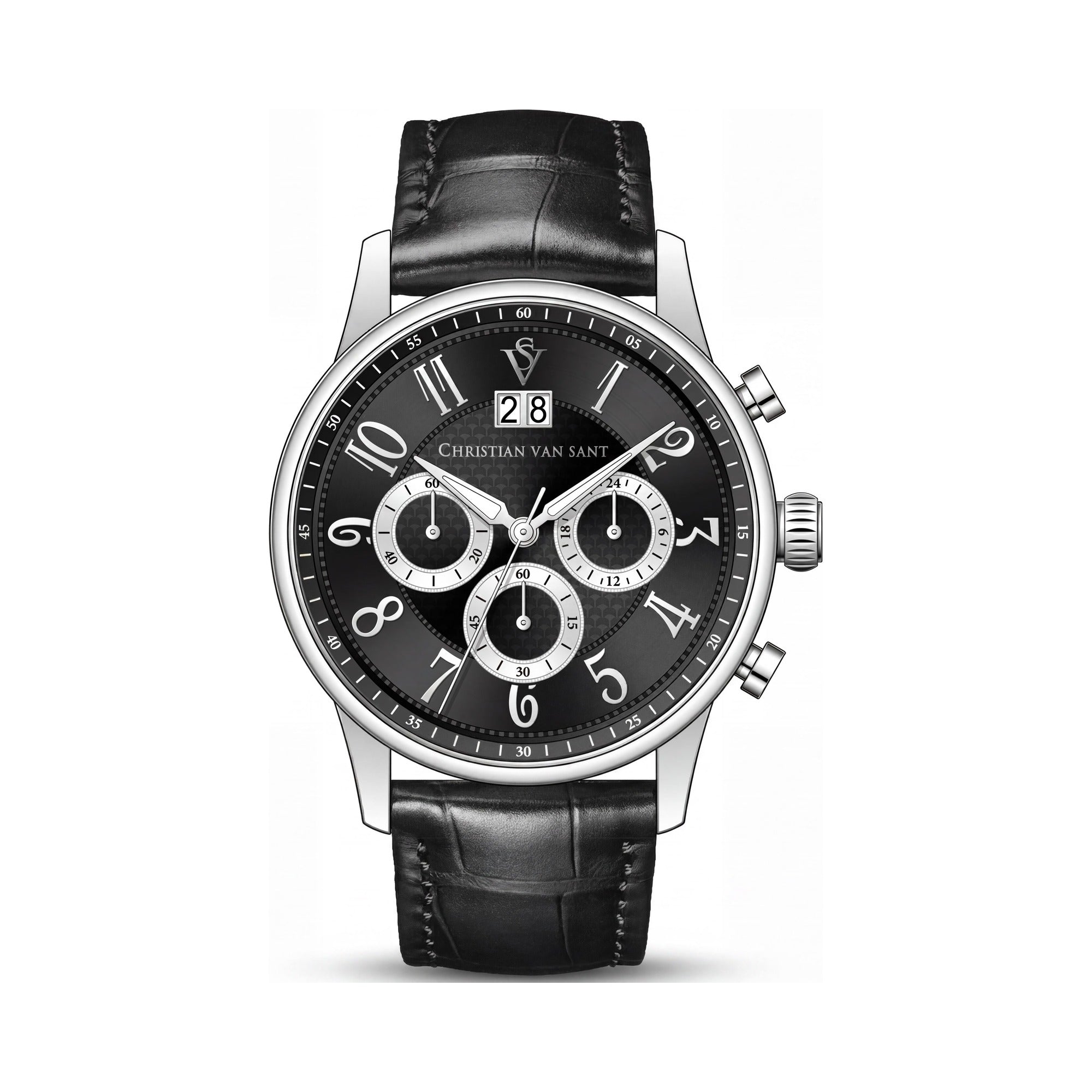 Reloj cronógrafo Christian Van Sant para hombre, esfera negra de 40 mm, Photo 1