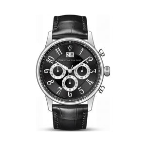 Christian Van Sant Black Dial Stainless Steel Men's Watch, 40mm