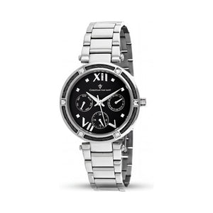 Christian Van Sant Black Dial Stainless Steel Women's Watch, 40mm