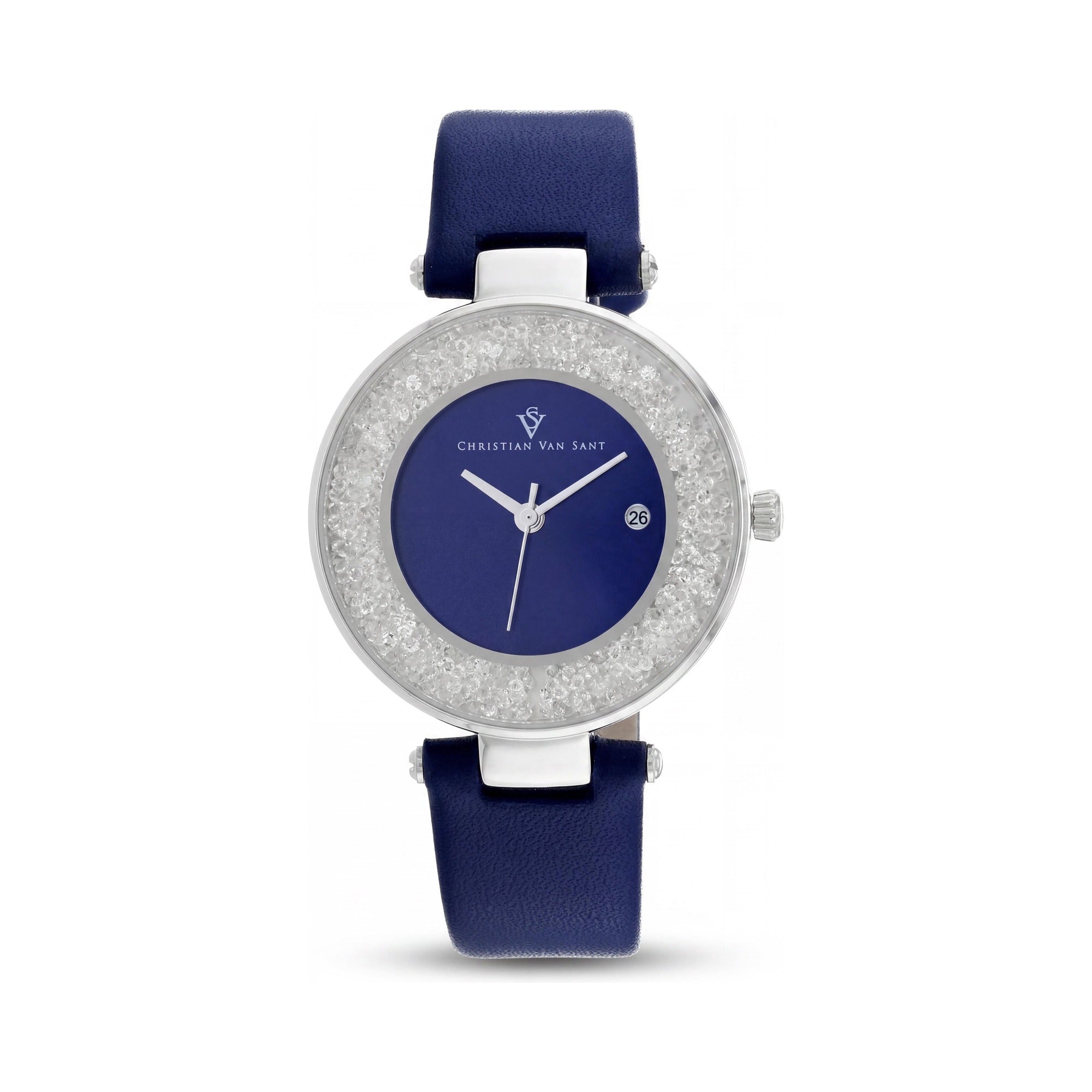 Reloj de mujer Christian Van Sant, esfera azul de acero inoxidable de 40 mm, Photo 1