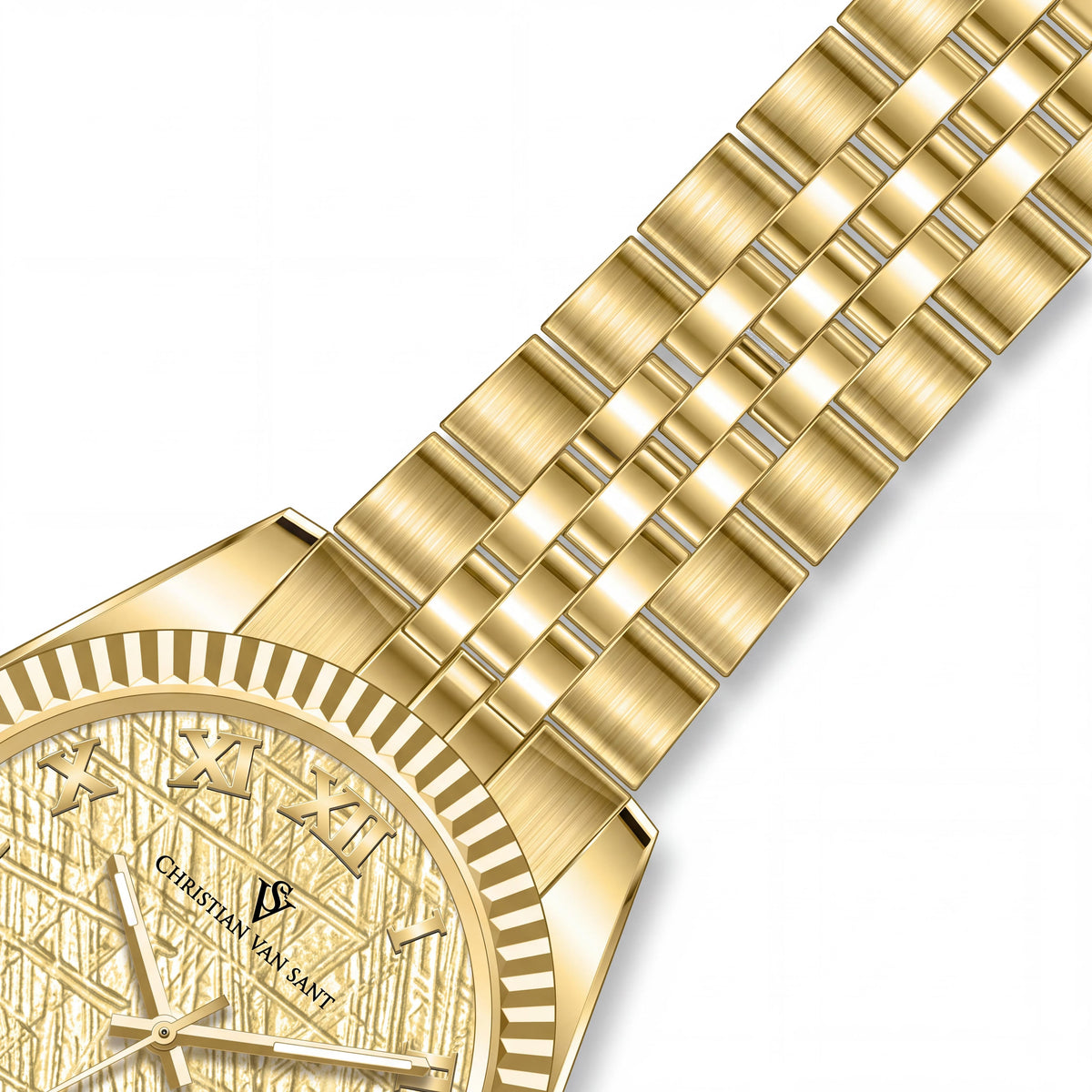 Reloj automático para hombre Christian Van Sant CV0704 de acero inoxidable en tono oro amarillo con esfera dorada, Photo 3