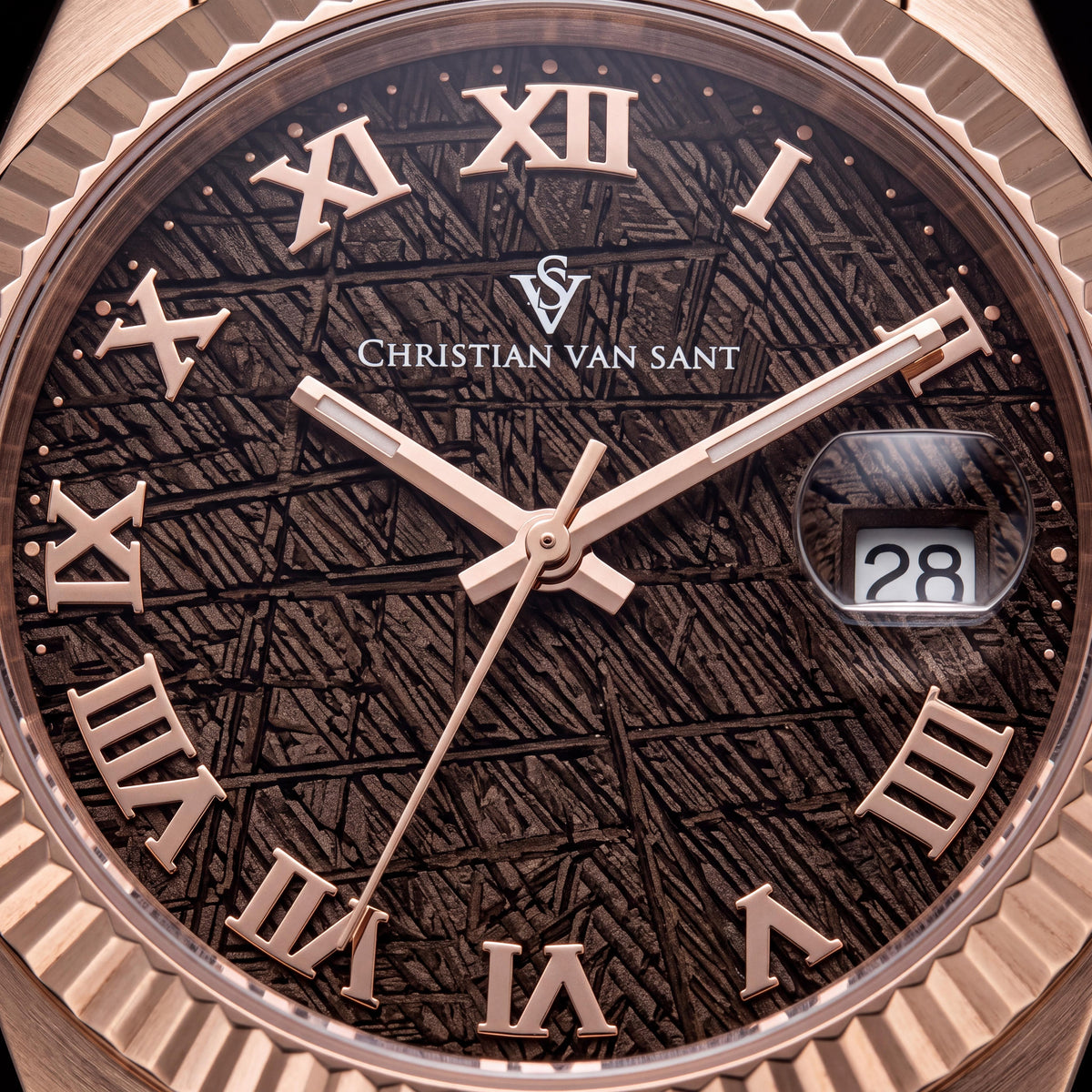 Reloj automático para hombre Christian Van Sant CV0706 con caja de acero inoxidable en oro rosa y esfera negra, Photo 2