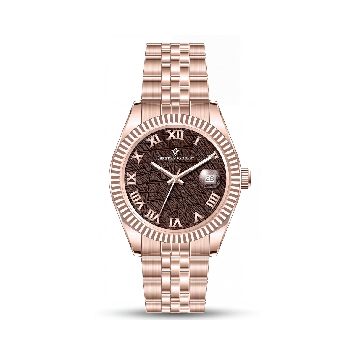 Reloj automático para hombre Christian Van Sant CV0706 con caja de acero inoxidable en oro rosa y esfera negra, Photo 1