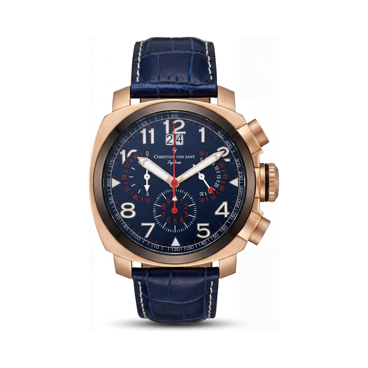 Reloj de Cuarzo Cronógrafo para Hombre Christian Van Sant CV3AU5 Grand Python, Esfera Azul, Correa de Cuero, 50mm, Resistente al Agua 100M, Photo 1