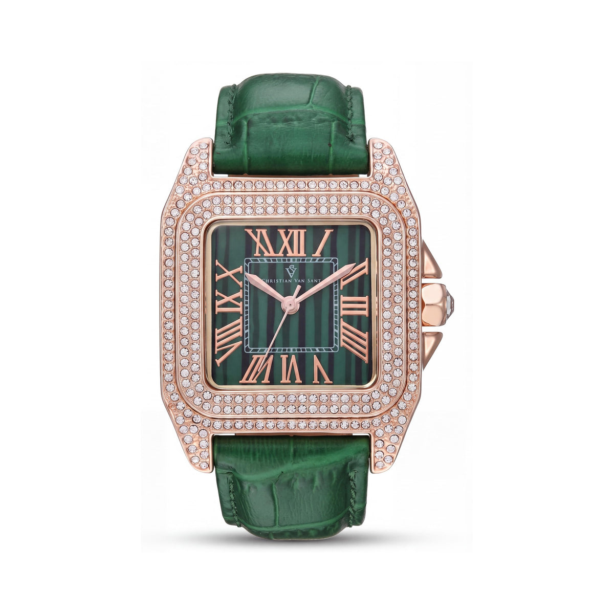 Christian Van Sant CV4424 Reloj de Cuarzo para Mujer con Esfera Verde, Correa de Cuero, Cronómetro, Regla de Cálculo, Resistente al Agua, 41 mm, Photo 1