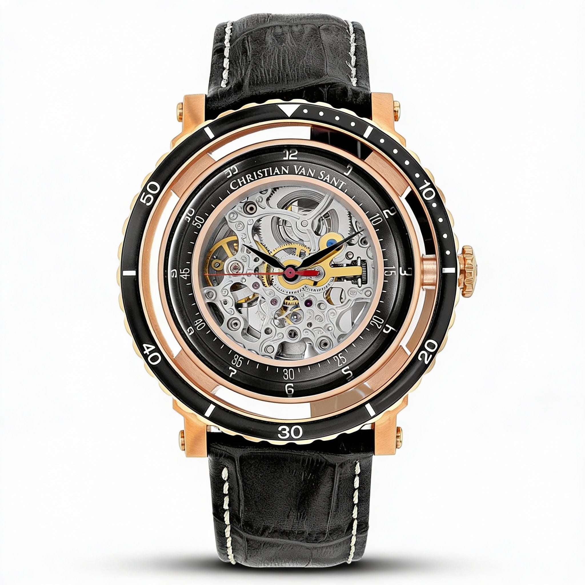 Reloj de hombre Christian Van Sant, esfera esqueletizada de acero inoxidable de 40 mm, Photo 2