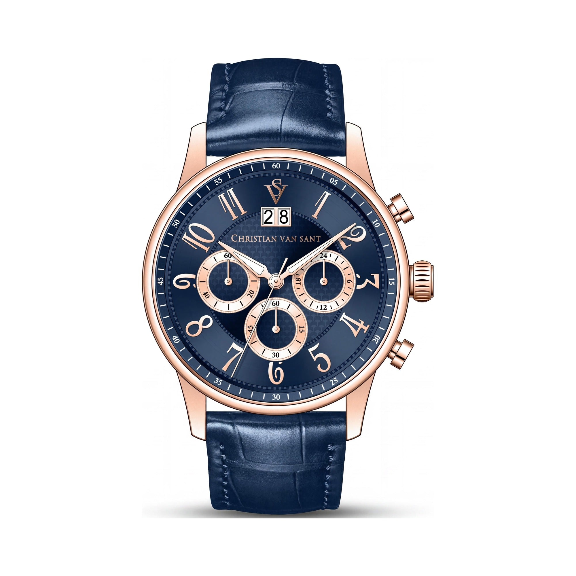 Reloj cronógrafo Christian Van Sant para hombre, esfera azul de 40 mm, Photo 1