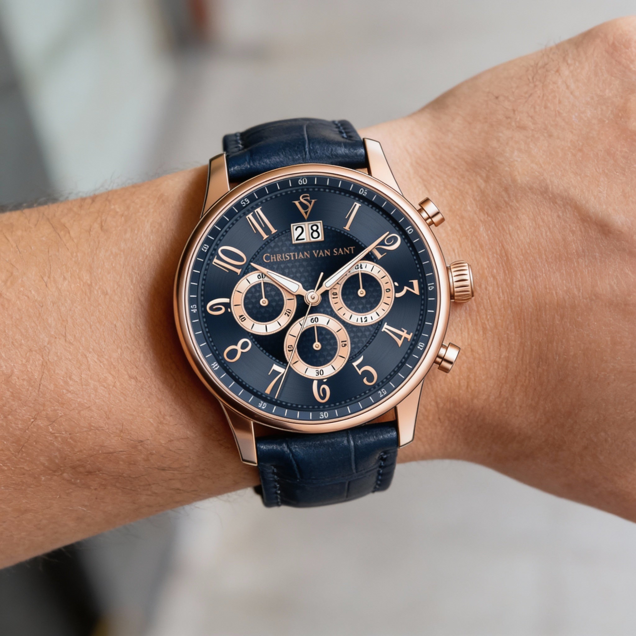 Reloj cronógrafo Christian Van Sant para hombre, esfera azul de 40 mm, Photo 3