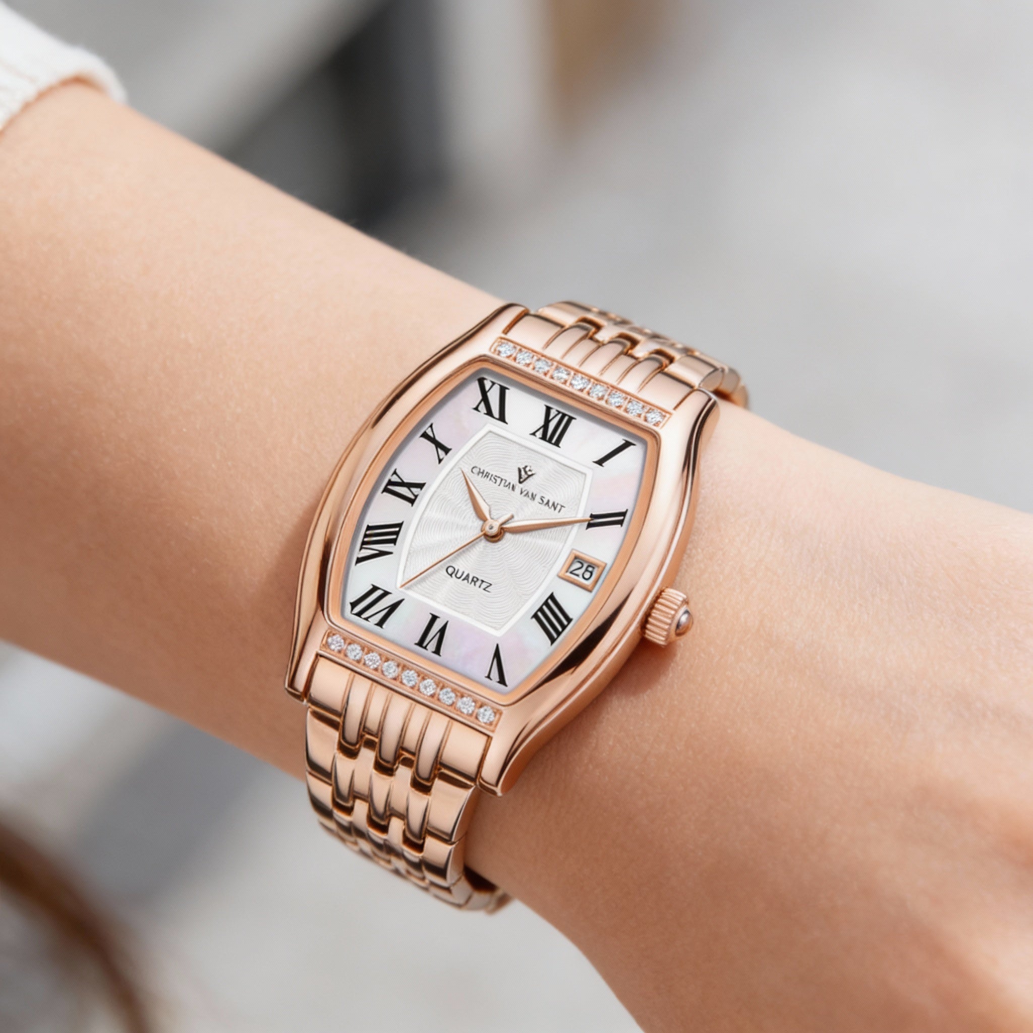 Christian Van Sant Women's Stainless Steel Watch, Gold Dial 34mm, Photo 3