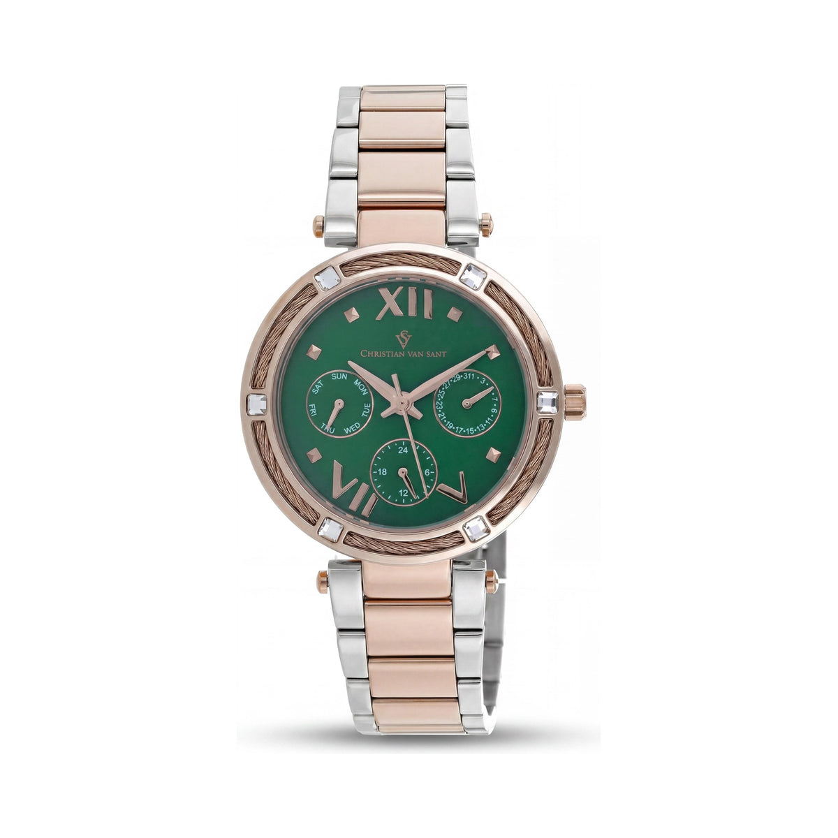 Christian Van Sant Women's Watch, Green Dial Stainless Steel 40mm, Photo 1