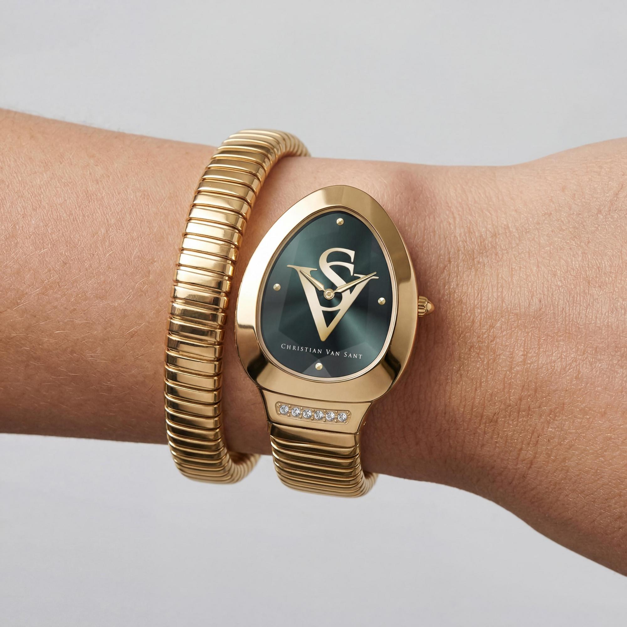Christian Van Sant Women's Watch, Green Dial Stainless Steel, Photo 3