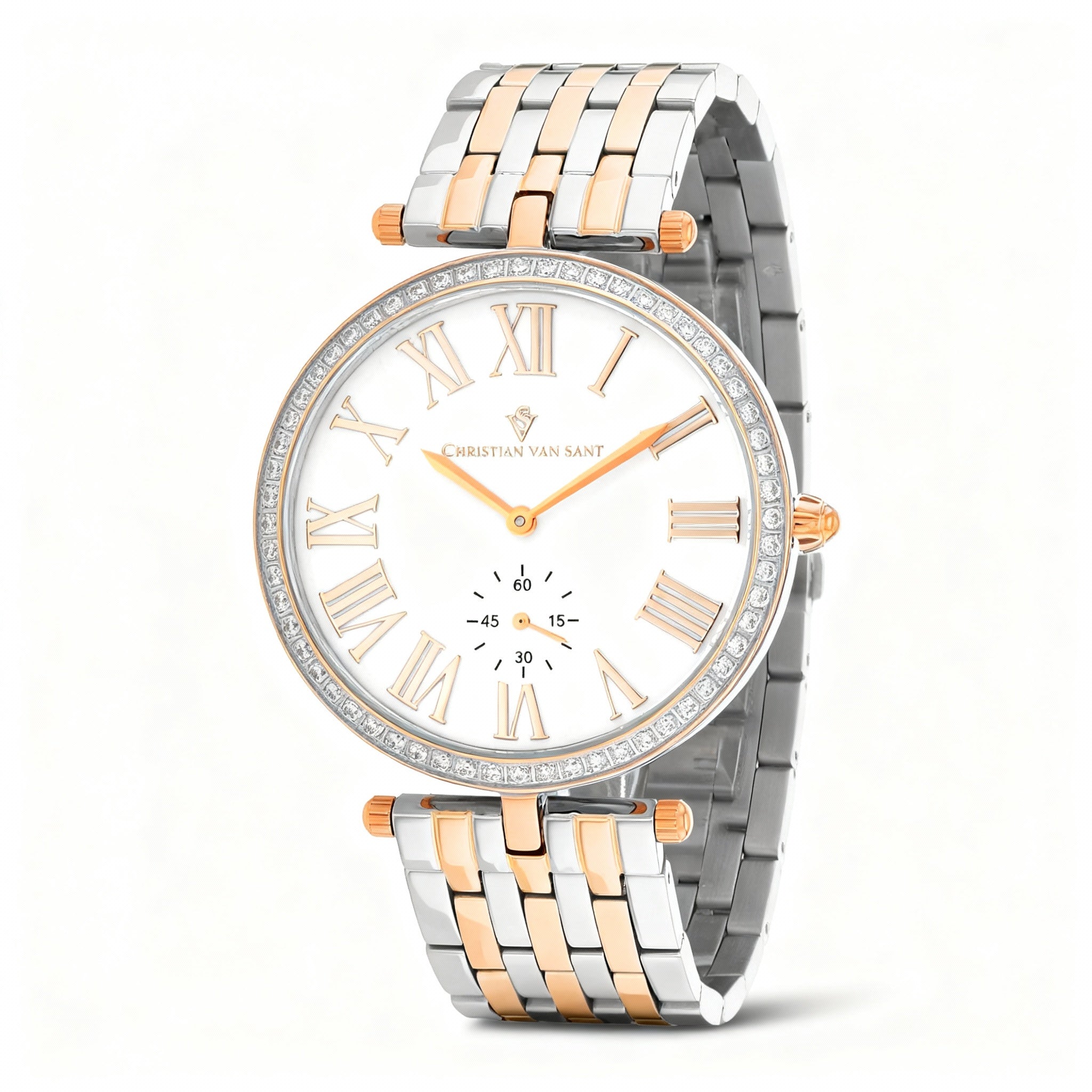 Reloj Christian Van Sant Hush para mujer, de cuarzo, con esfera de nácar blanco y pulsera de acero inoxidable, de 18 mm, Photo 1