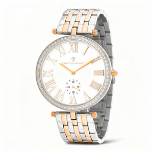Christian Van Sant Hush Silver/White Dial Stainless Steel Women Watch, 36mm