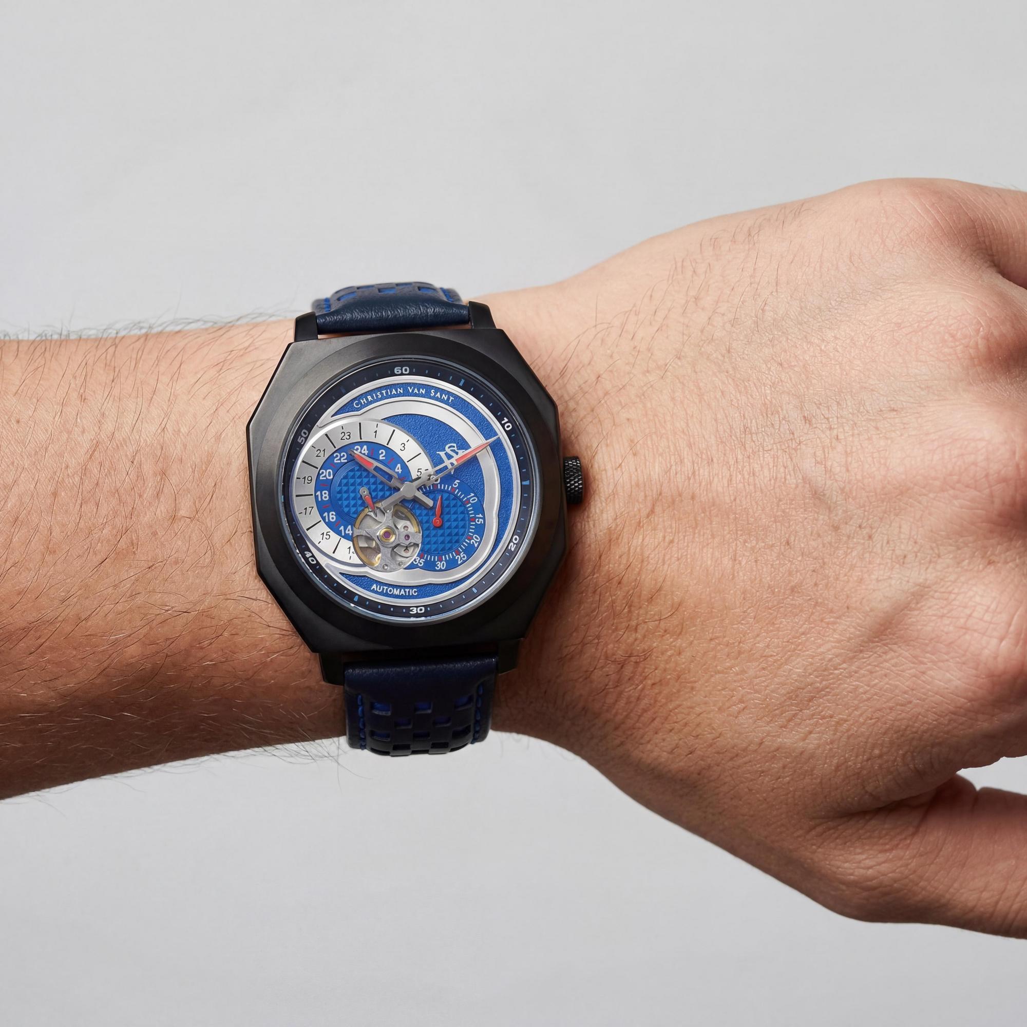 Reloj moderno para hombre Christian Van Sant, esfera azul de acero inoxidable de 40 mm, Photo 3